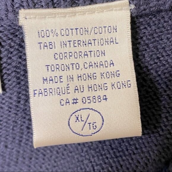 Vintage tabi navy blue embroidered knit grandma sweater vest M - Picture 4 of 7